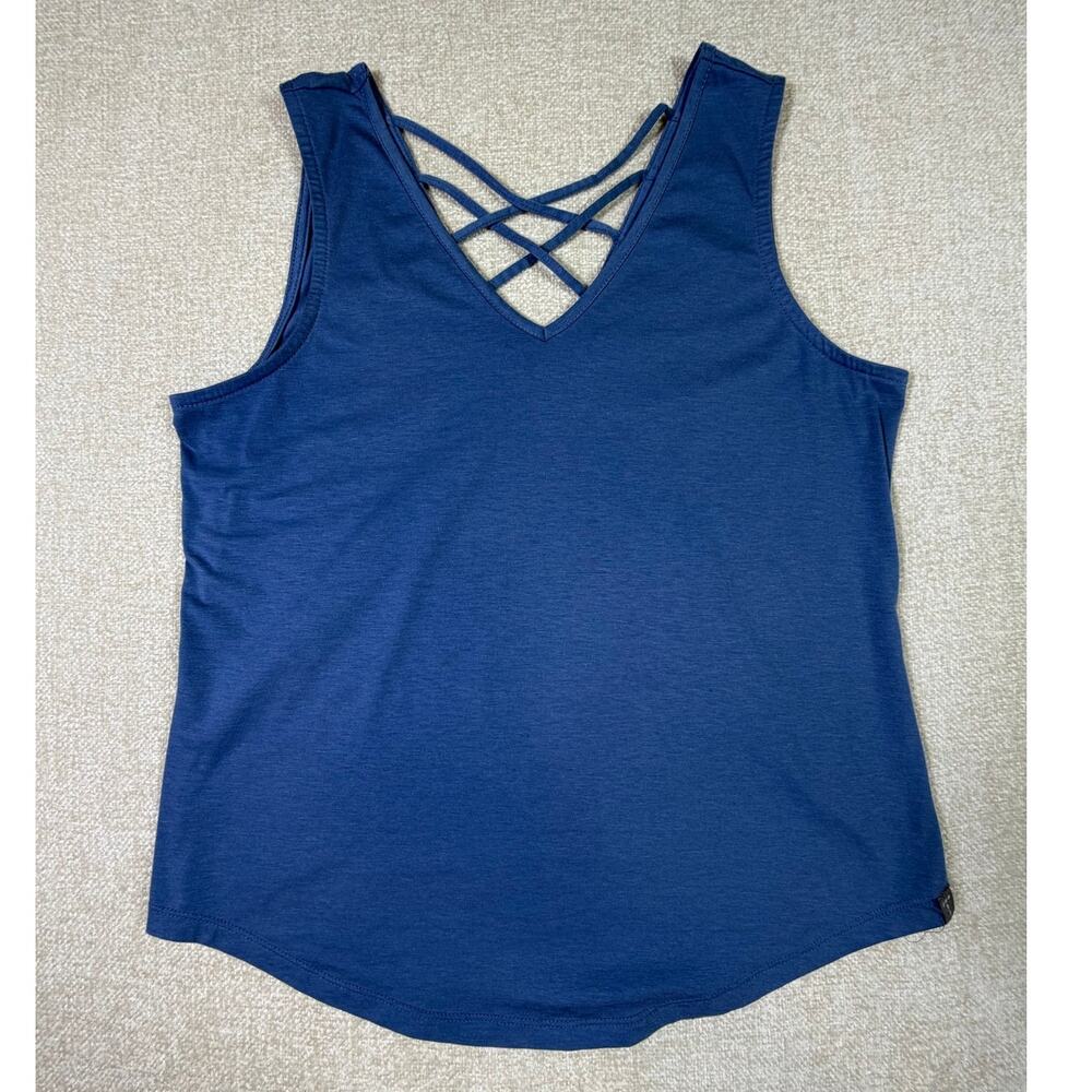Title Nine Women Large Blue V Neck Tank Athletic Lightweight Summer Top
